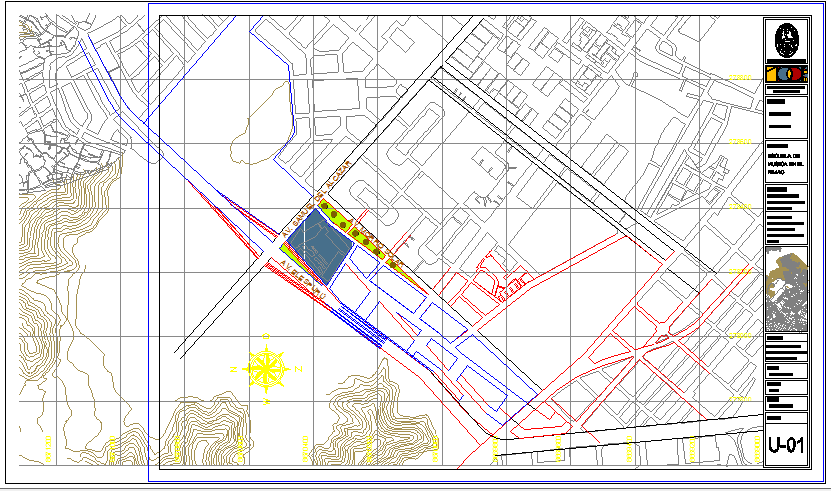 Site plan details of auditorium hall of college dwg file