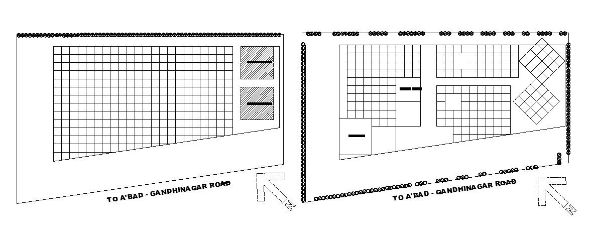 Site plan details of convocation plaza with hostel building dwg file