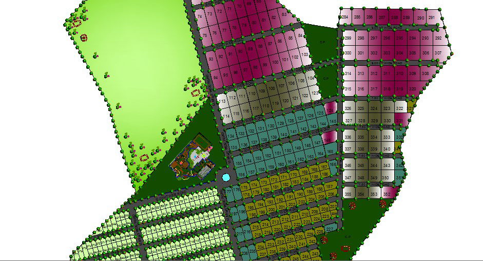 Site plan details of corporate building with future expansion area dwg file