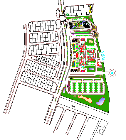Site plan details of five star hotel with landscaping dwg file