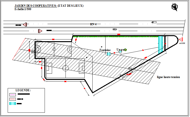 Site plan details of garden with sports field dwg file