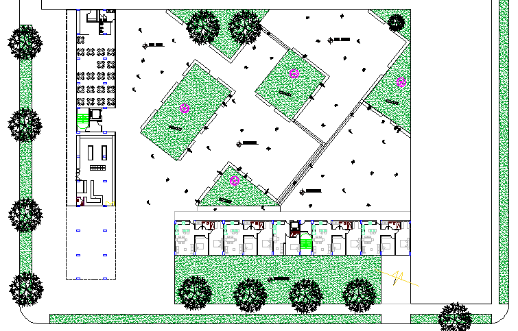 Site plan details of multi-family residential flats dwg file