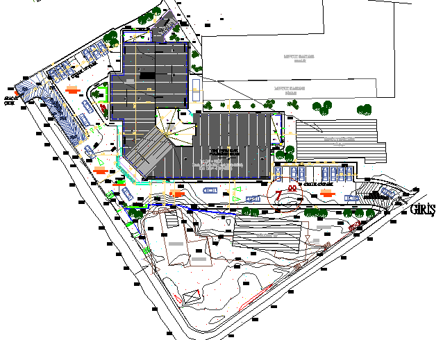Site plan details of multi-specialty hospital details dwg file