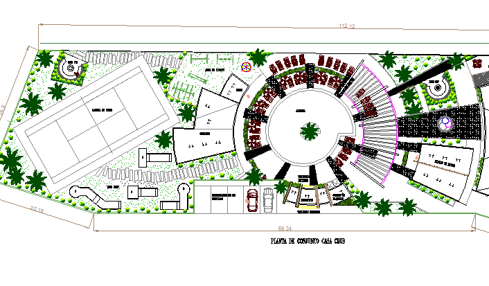 Site plan details of tourism five star hotel project dwg file