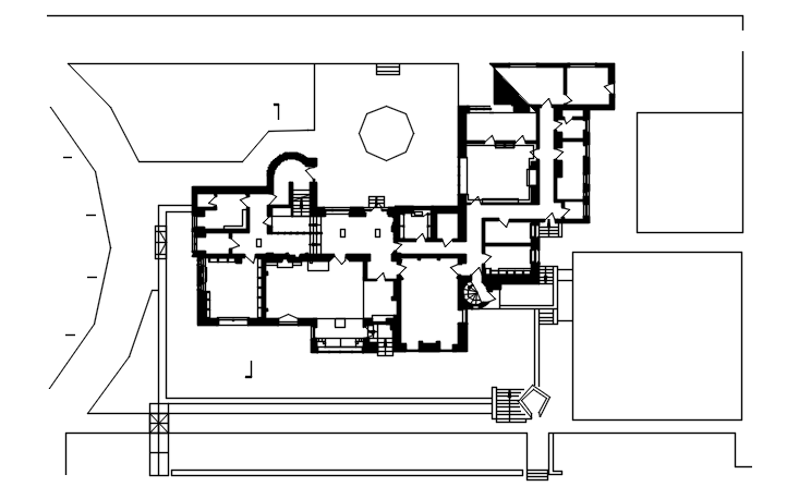 Site plan of a residential bungalow in dwg file