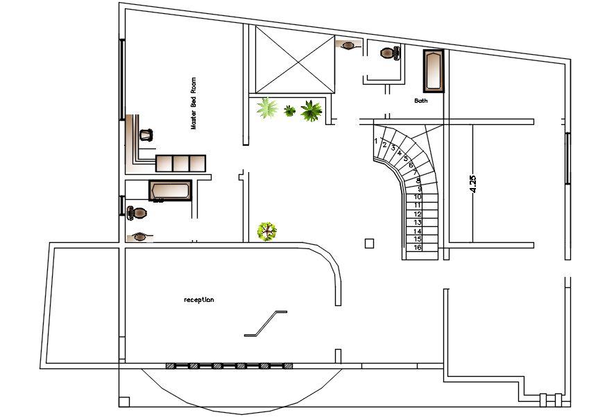 Site plan of a residential house in autocad