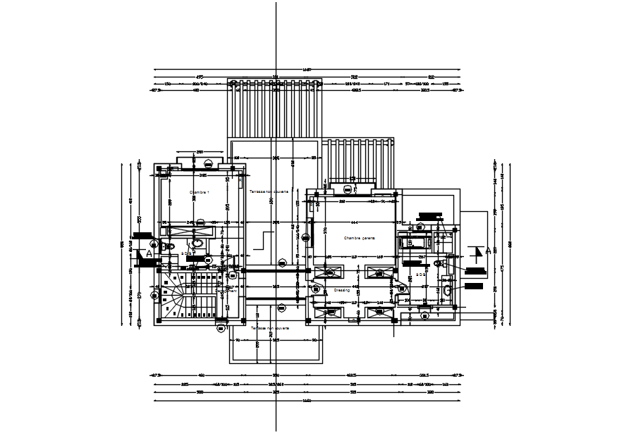 Site plan of a residential villa in autocad