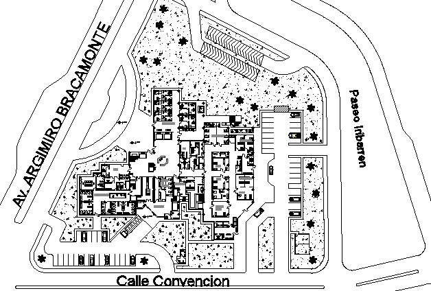 Site plan of city health care center architecture design dwg file