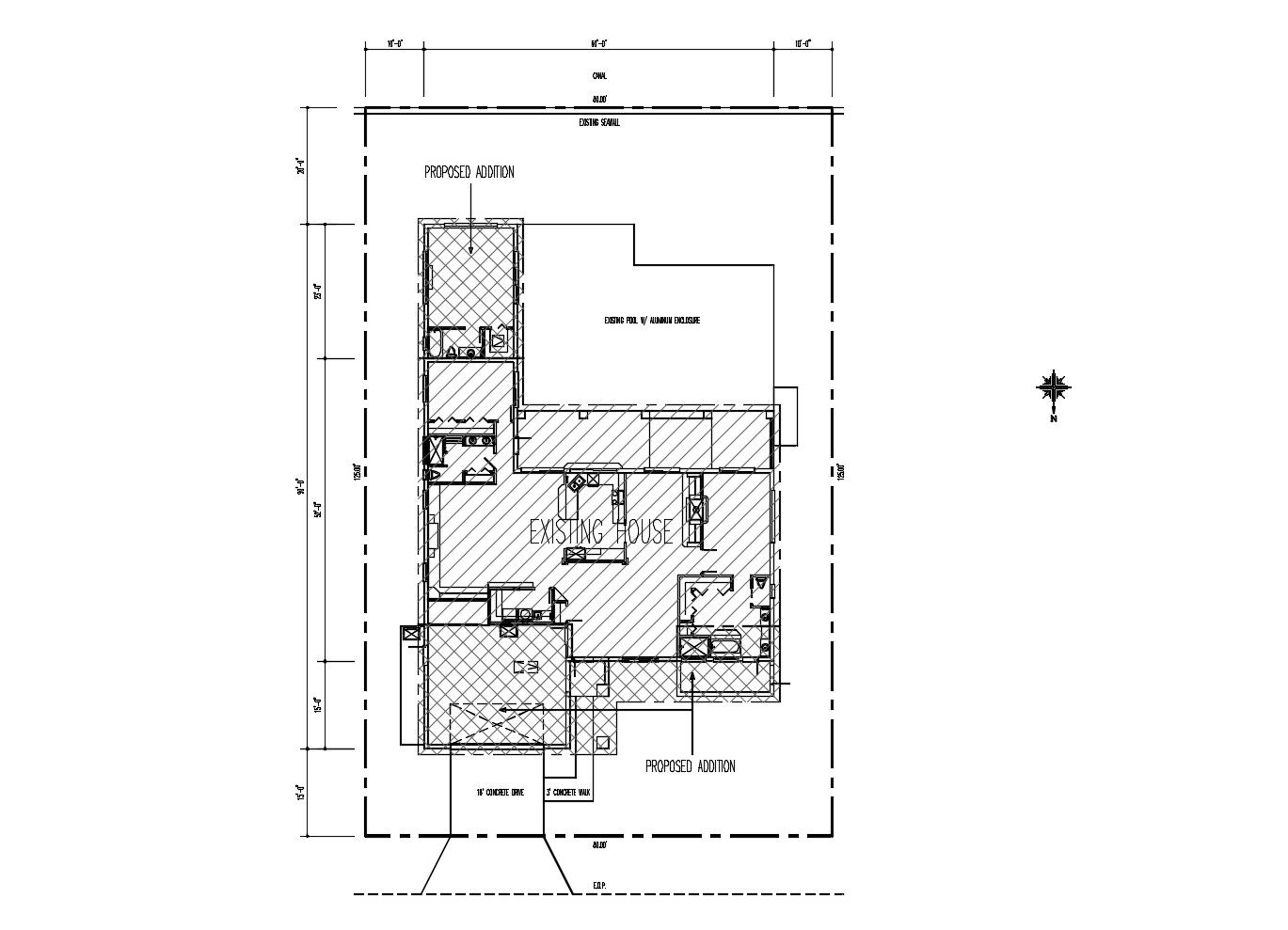 Site plan of house 80'00'' x 90'00'' with detail dimension in AutoCAD