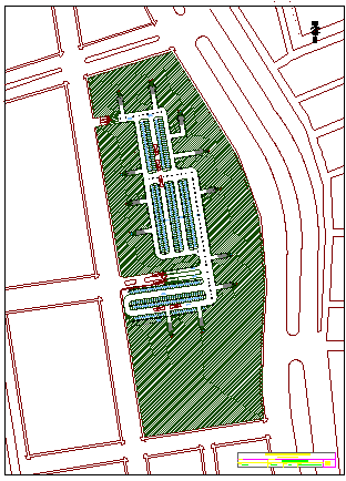 Site plan of multi-family housing building dwg file