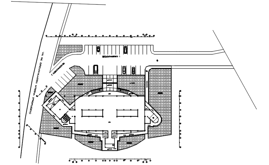 Site plan of office building design in autocad 
