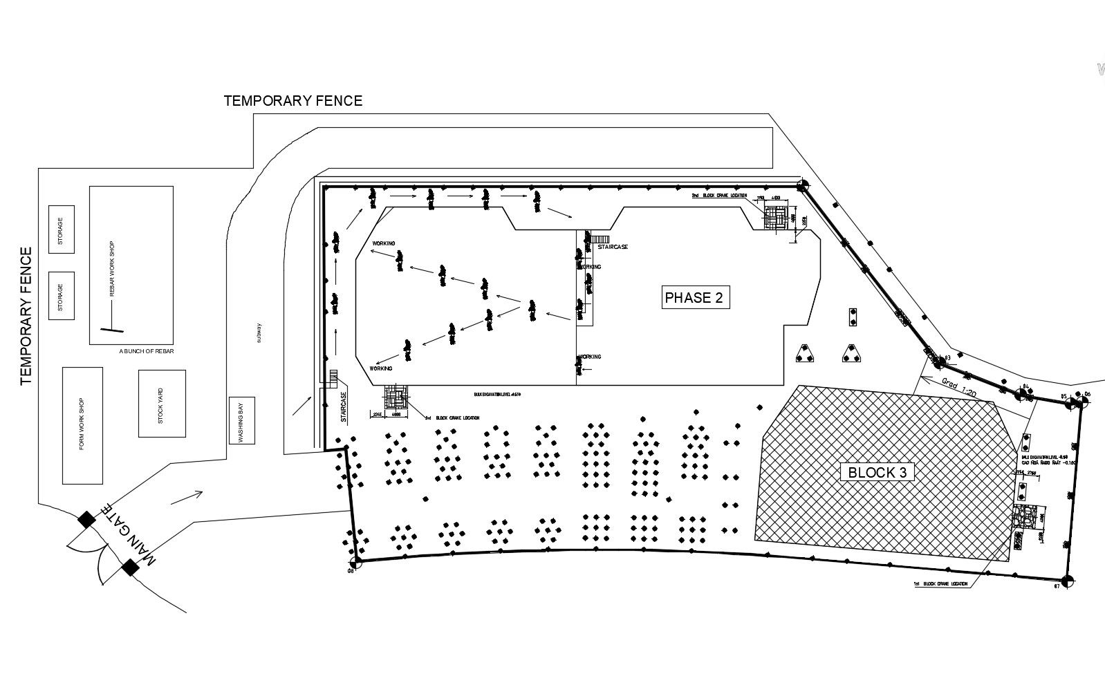 Site plan of shopping house with detail dimension in dwg file
