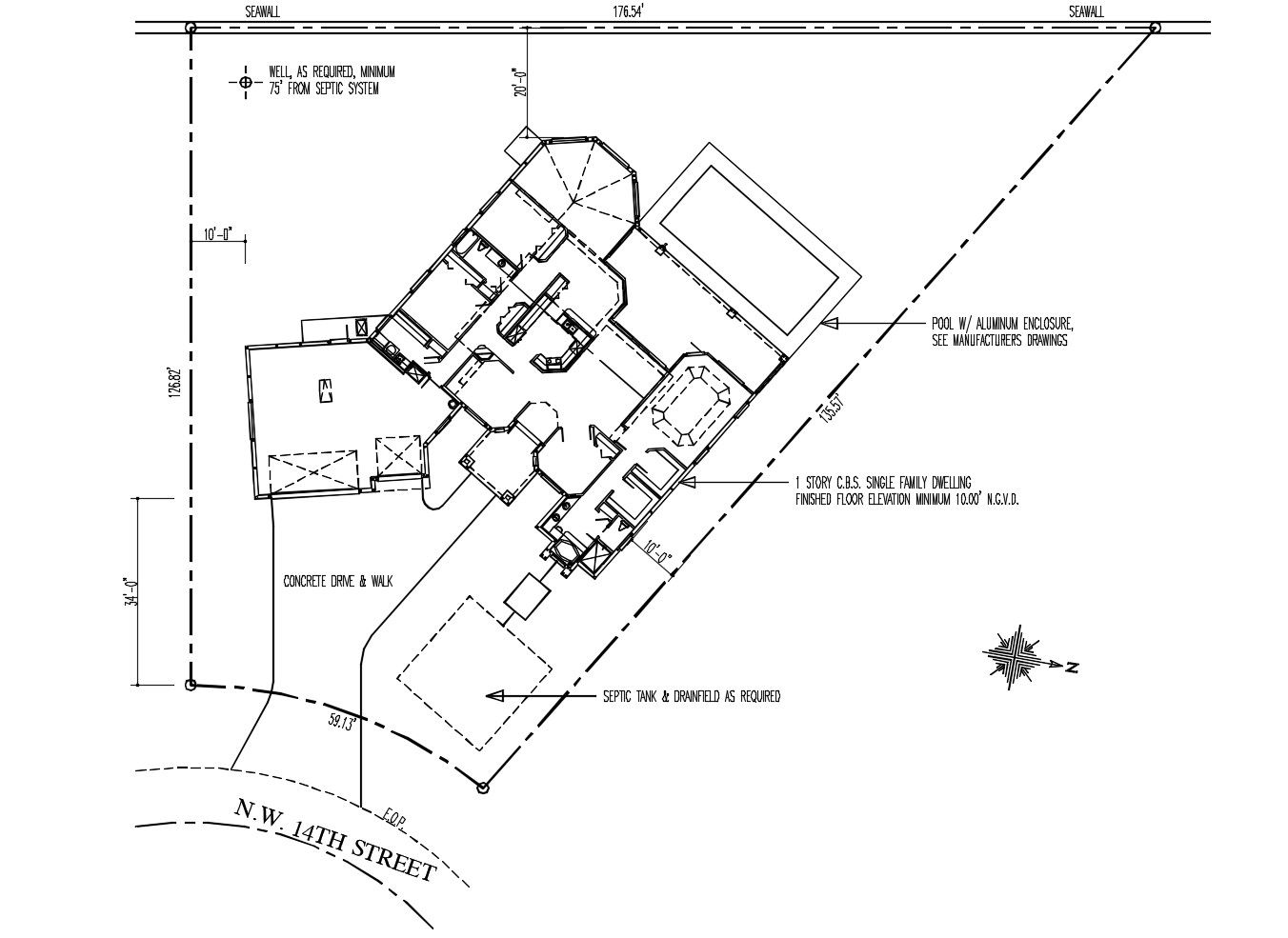 Site plan of the house with detail dimension in dwg file