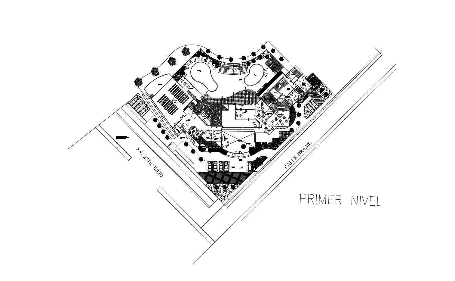 Site plan of the restaurant with detail dimension in dwg file