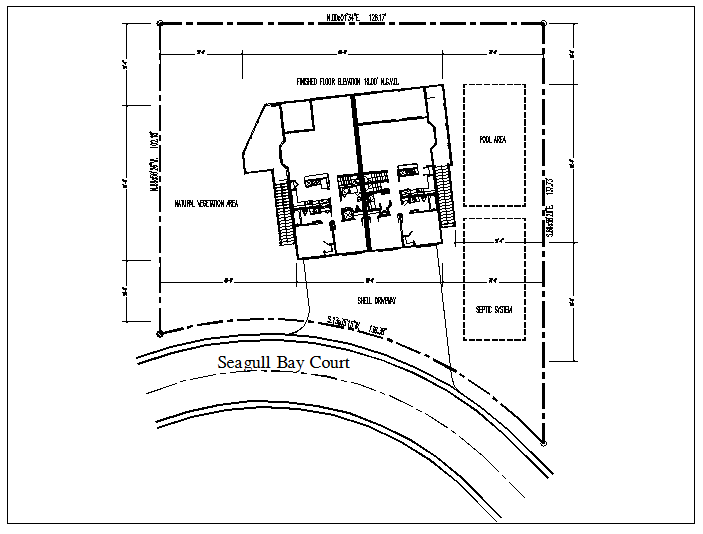 Site plan view of house structure detail dwg file