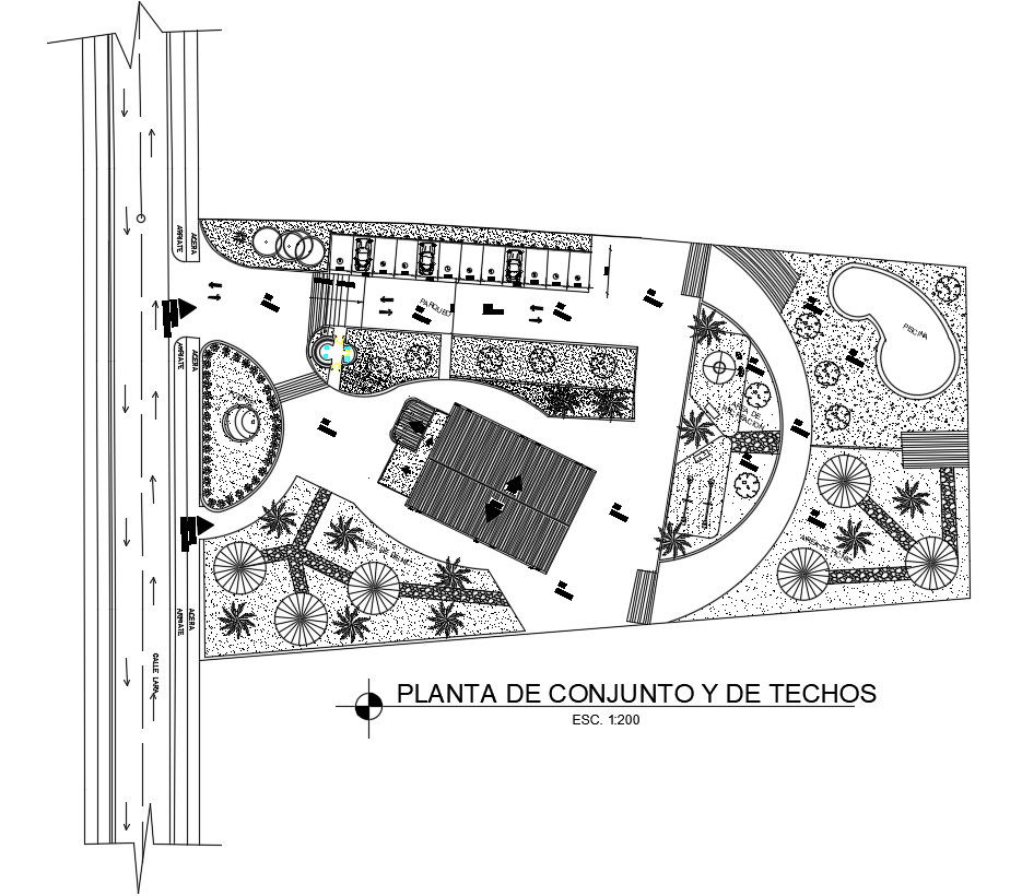 Site plan with detail dimension in DWG file