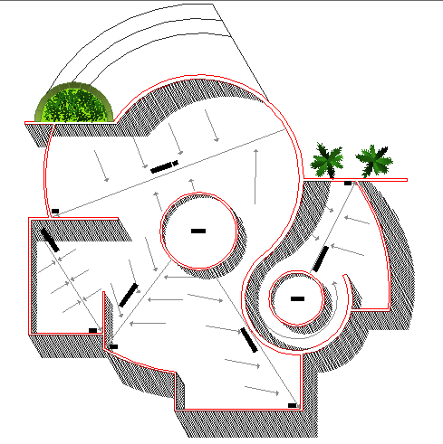 Site plan with landscaping details of corporate office dwg file