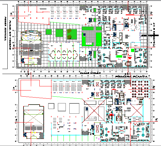 Site plan with layout plan details of regional government office dwg file