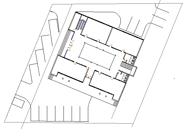 Site related ground floor layout details of shopping mall dwg file