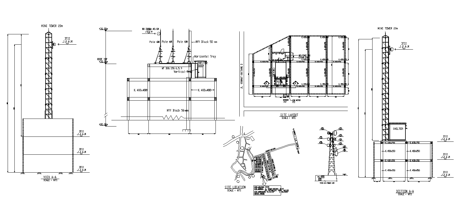 Site layout of Mini tower design,Download Autocad Drawing file.