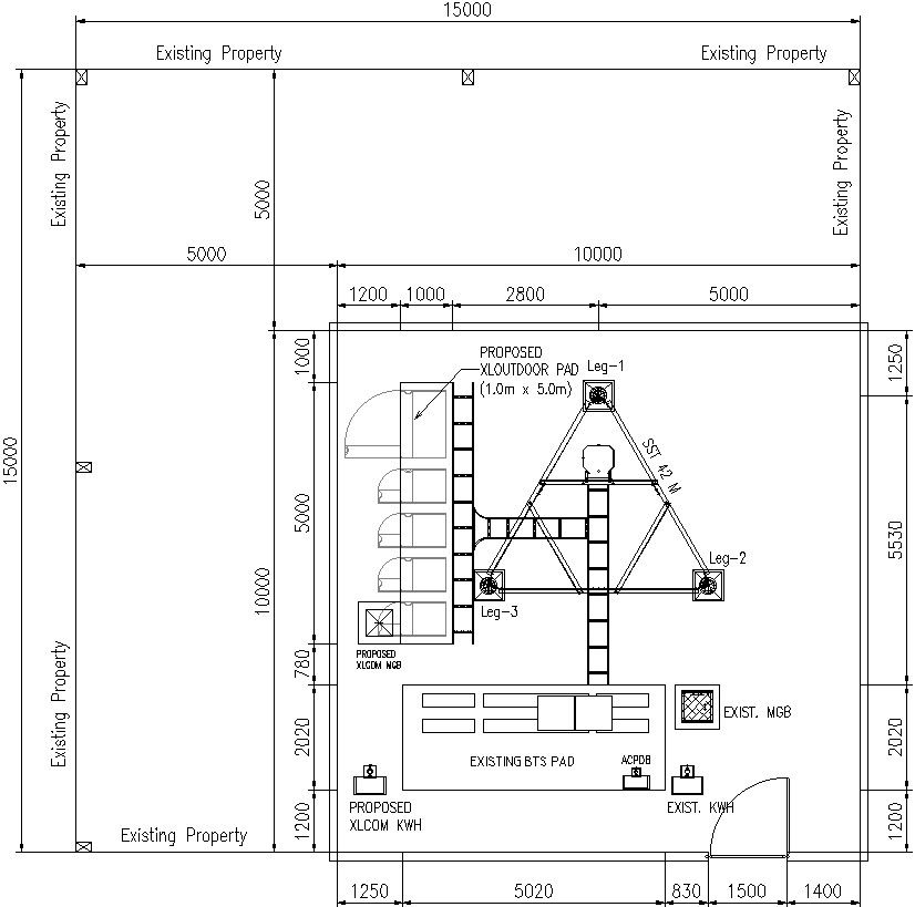 Site layout of tower design in detail AutoCAD drawing, dwg file, CAD file