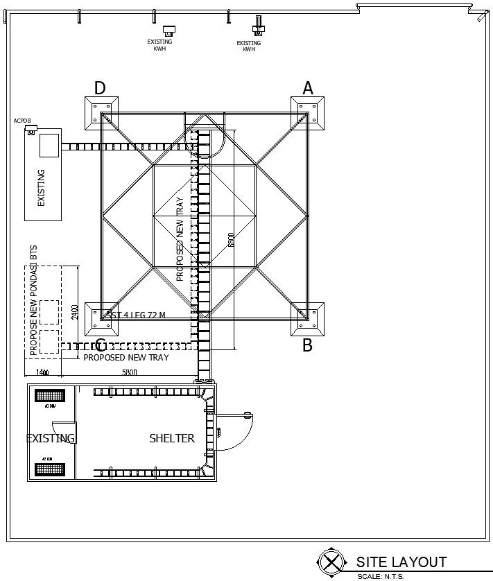 Site layout of tower with detail AutoCAD drawing, CAD file, dwg file