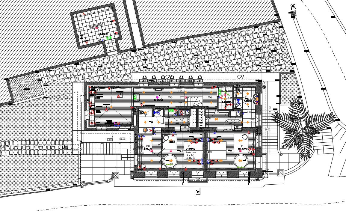 Site photography of Reception of river house and balcony ceiling of lake house were given in this autocad 2D model. Download the Autocad DWG drawing file.