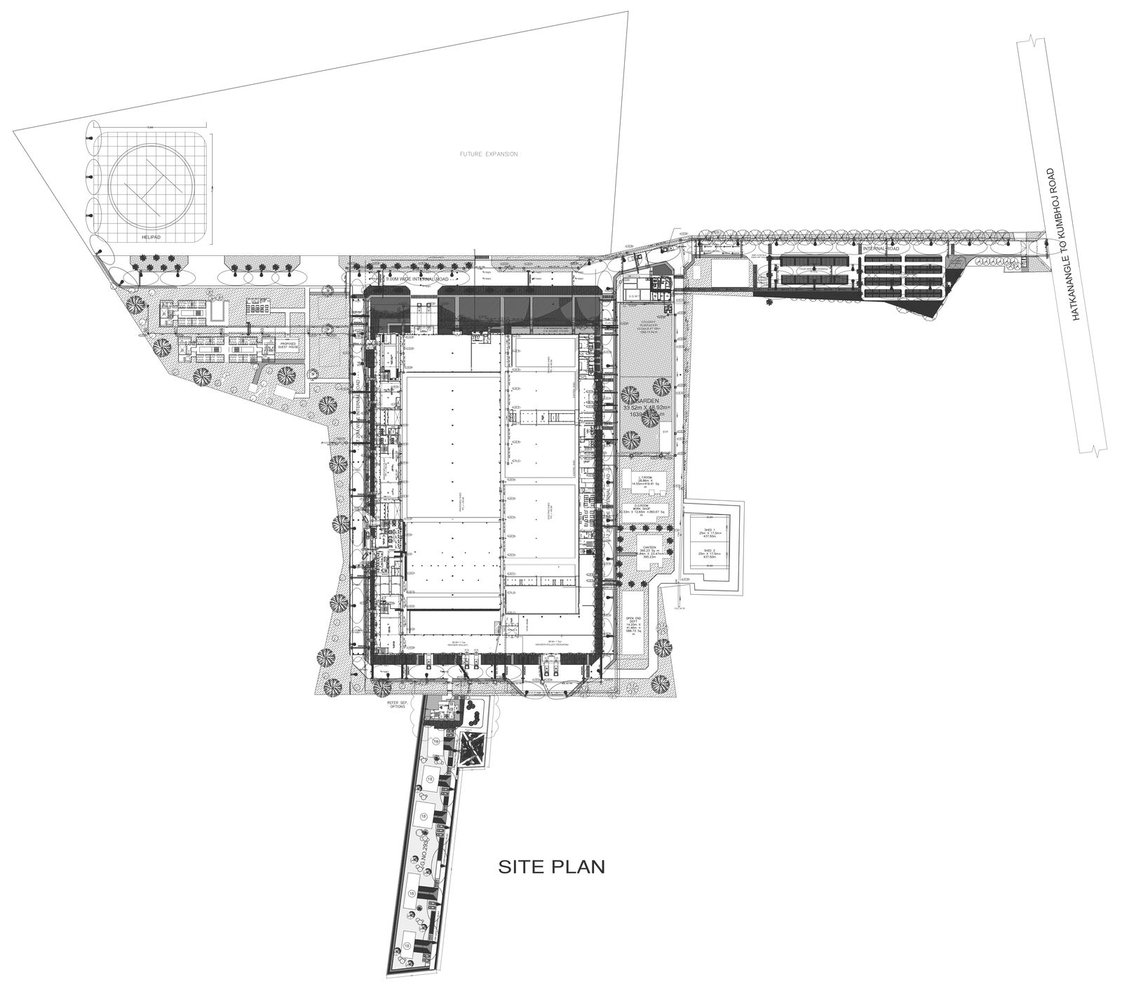 Site plan of cotton godown DWG AutoCAD file