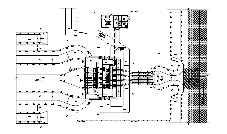 Site plan of drainage pumping station in AutoCAD 2D drawing, dwg file, CAD file