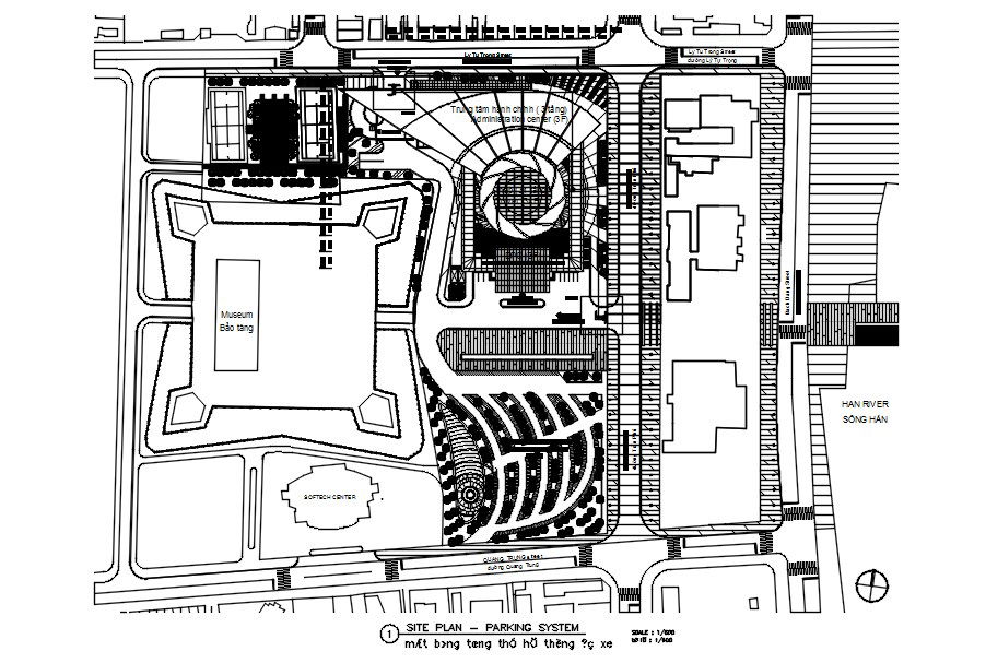 Site plan-parking system in detail AutoCAD drawing, dwg file, CAD file