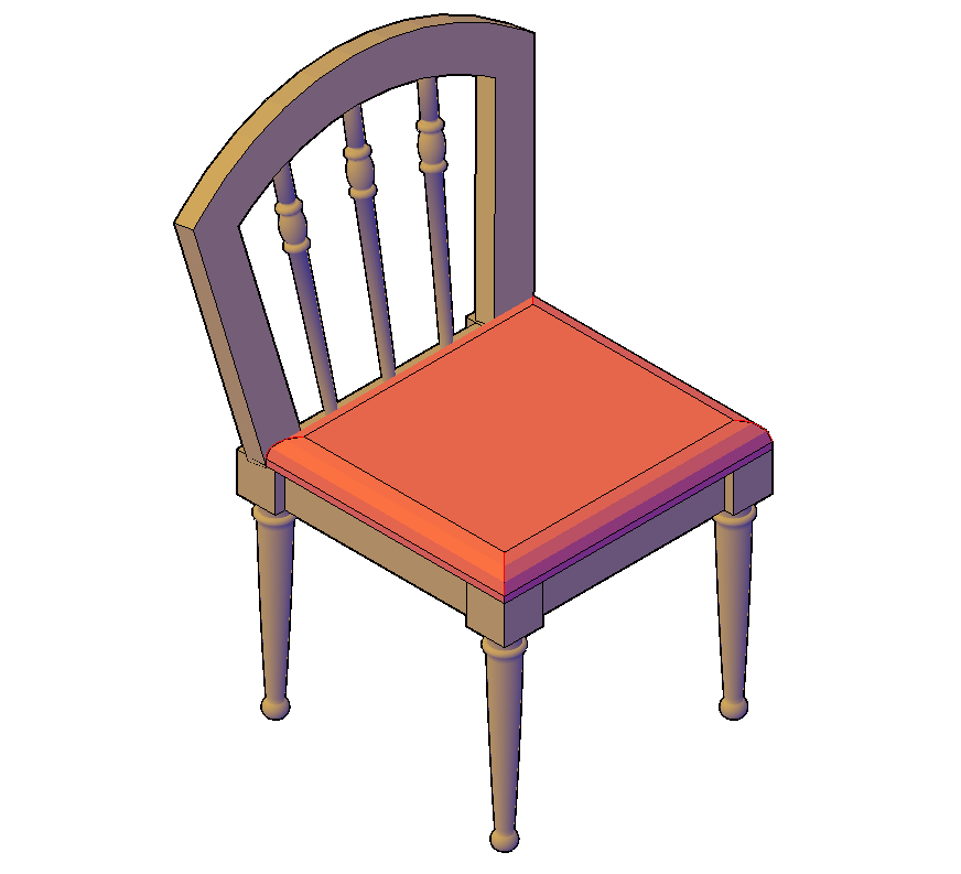 Sitting Chair detail elevation 3d modle structure layout file