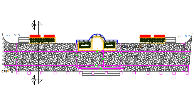 Sitting area detail and street light detail dwg file