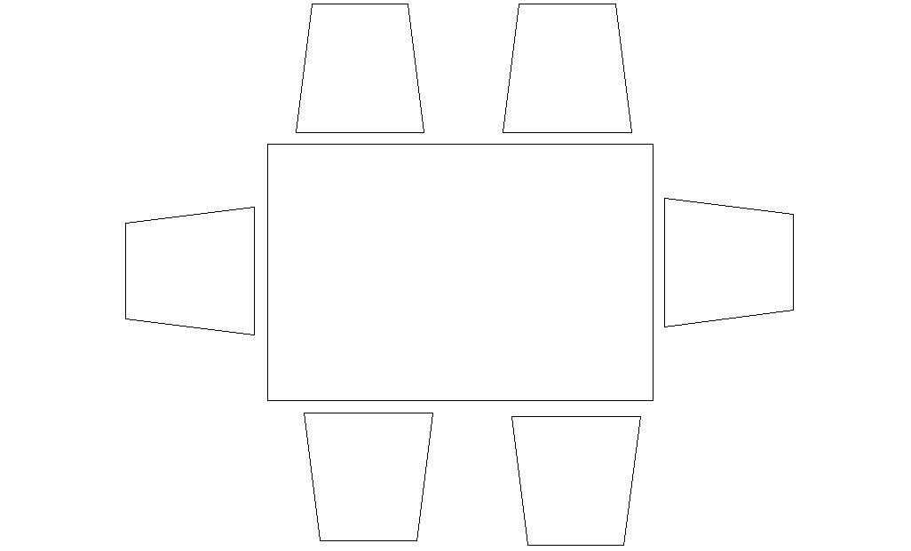 Six Seater Dining Table AutoCAD Furniture Block Design