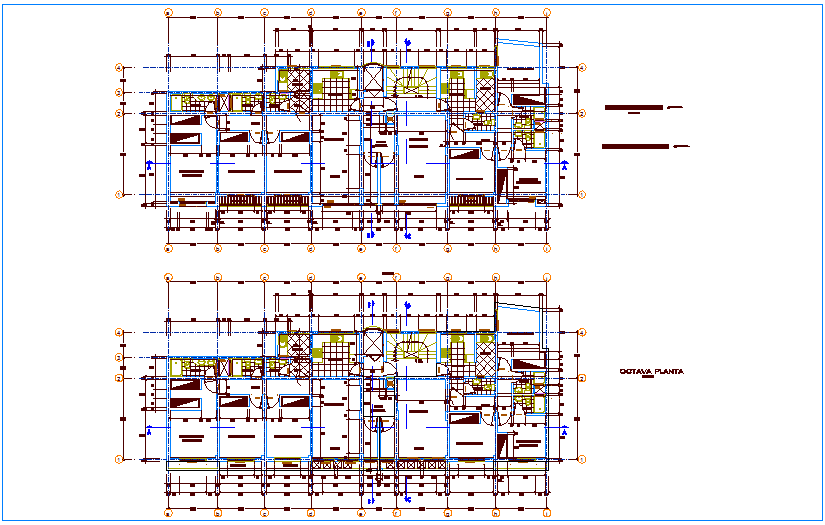 Sixth to eighth floor plan of house with architectural view dwg file