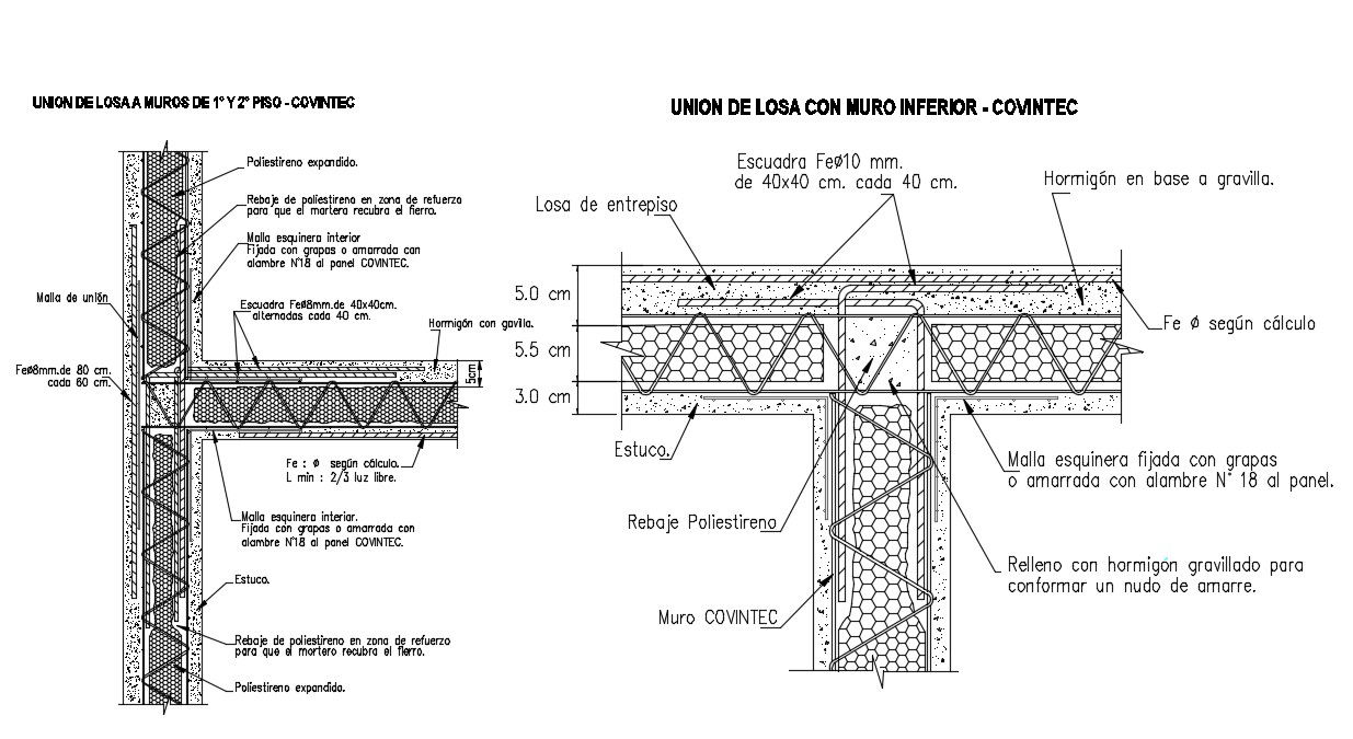 Slab Construction Section View DWG File