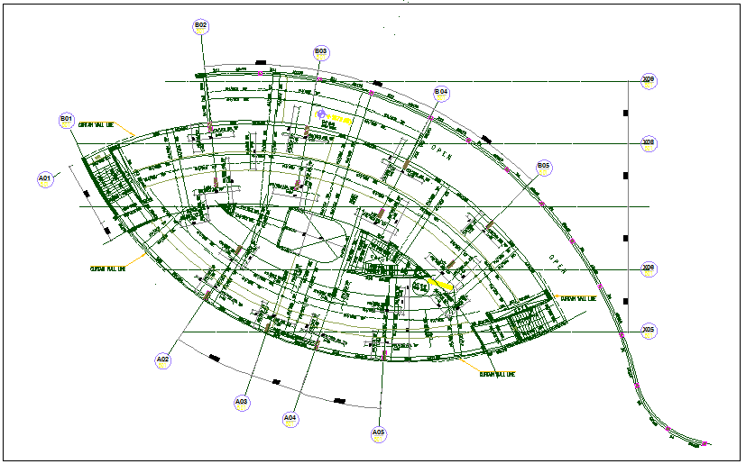 Slab structure plan detail view dwg file