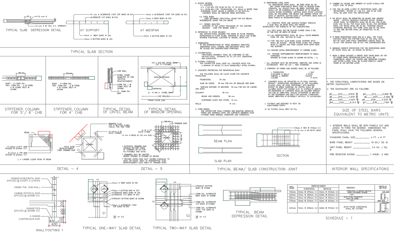 Slab Section and Beam With Wall Footing Detail Drawing In AutoCAD File