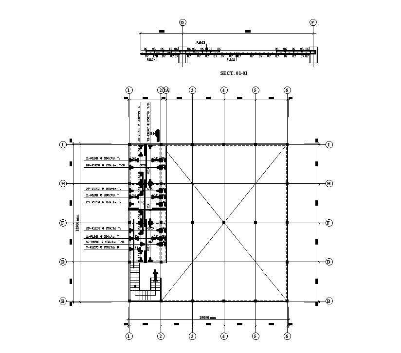 Slab plan and cross section view of 14x19m work shop building is given in this Autocad drawing file. Download now.
