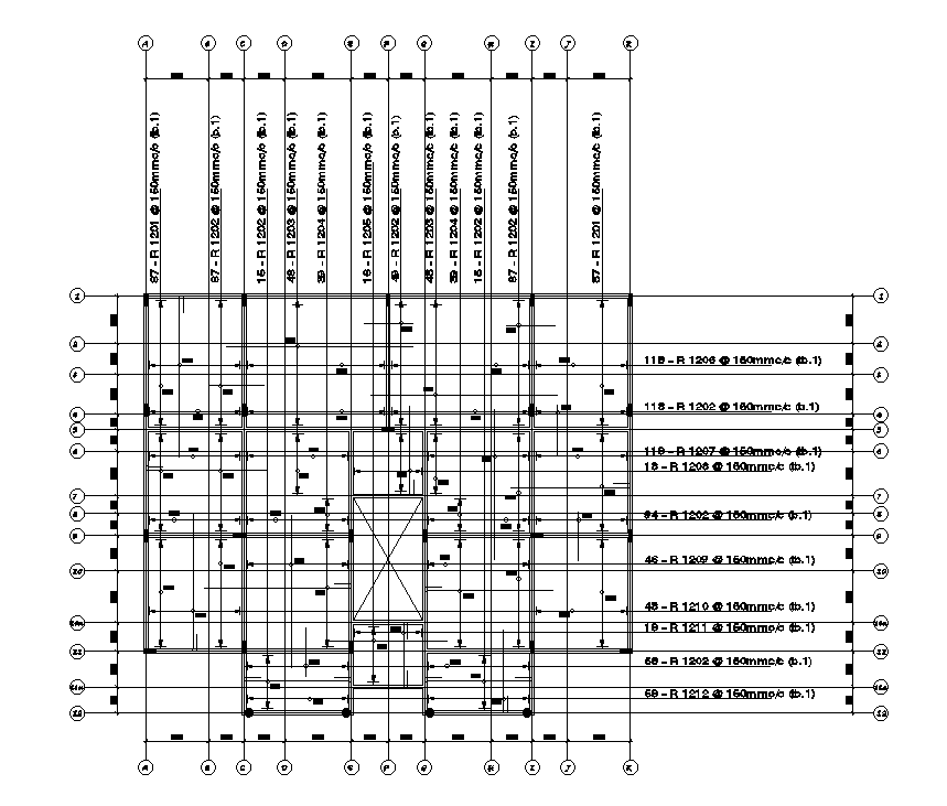 Slab reinforcement hook detail is given in this Autocad drawing file. Download now.