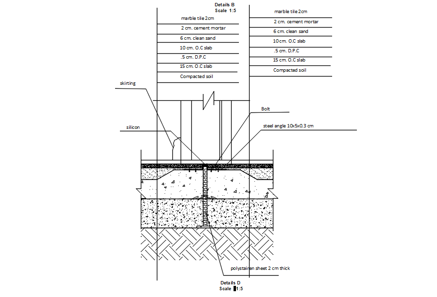 Slab section in detail AutoCAD drawing, CAD file, dwg file