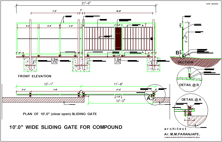 Sliding Gate with Sectional View for Residential and Commercial Use