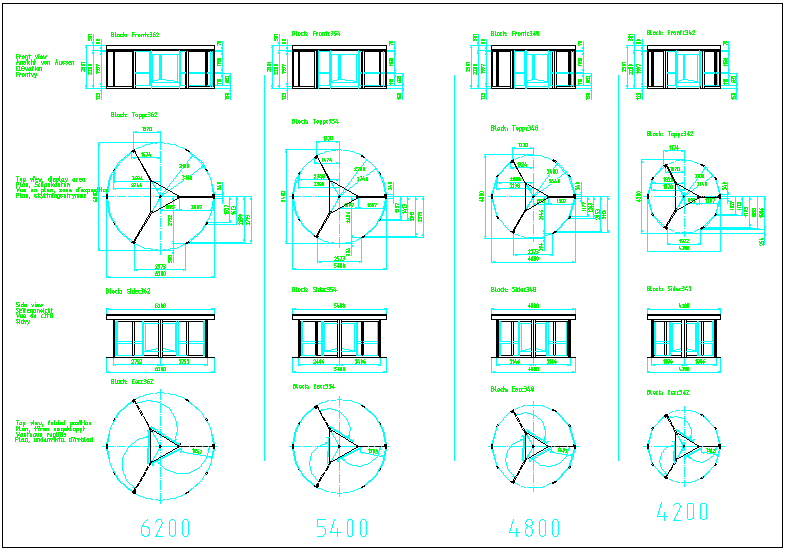 Sliding door plan and elevation view with dimension dwg file