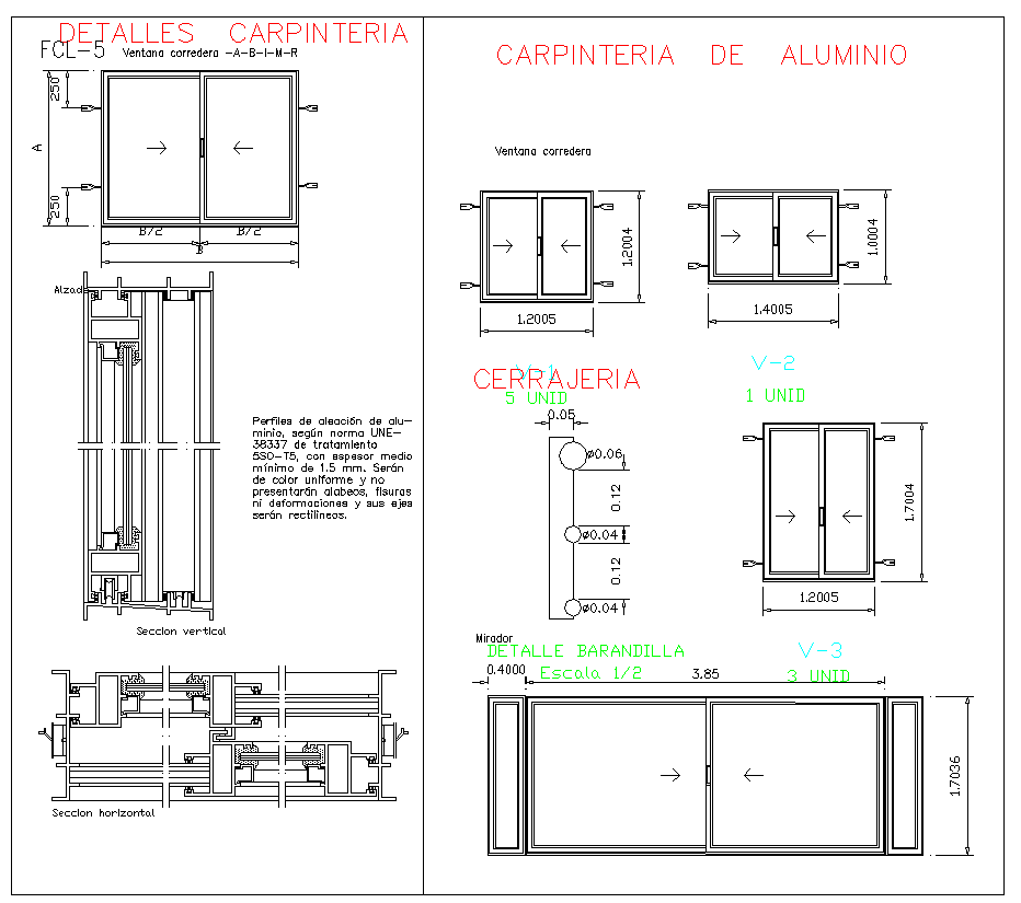 Sliding window detail and drawing in autocad files