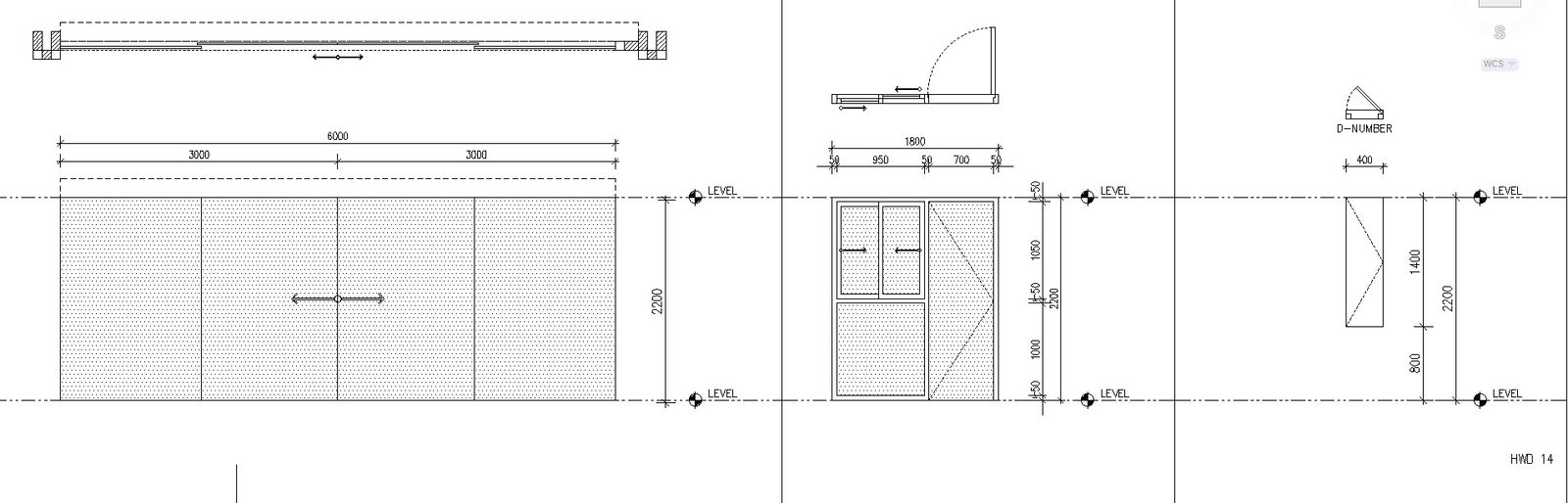 Sliding door and window design details in AutoCAD, dwg file.