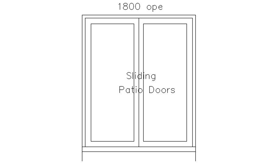 Sliding patio door design in AutoCAD 2D drawing, dwg file, CAD file