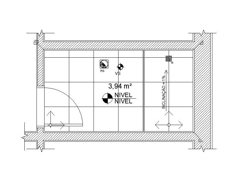 Slop detail of Toilet plan separated in this AutoCAD drawing file. Download this 2d AutoCAD drawing file.