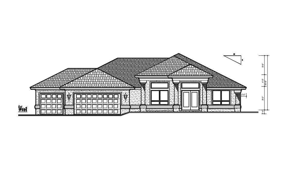 Sloping Roof Ethnic Style Elevation Of House AutoCAD File Free Download
