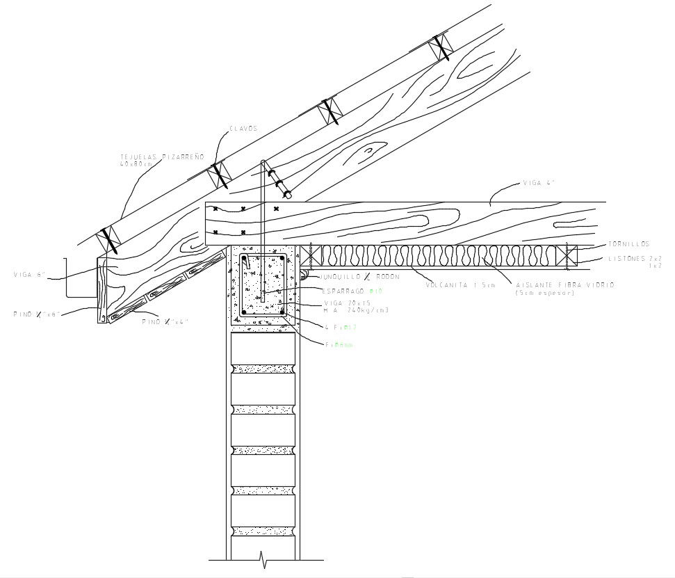 Sloping Roof Section CAD drawing