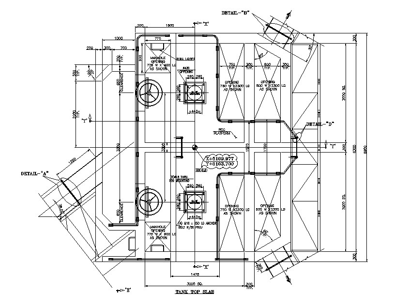 Sludge storage tank top slab details has given in this 2D Autocad DWG drawing file. Download the 2D AutoCAD DWG drawing file.