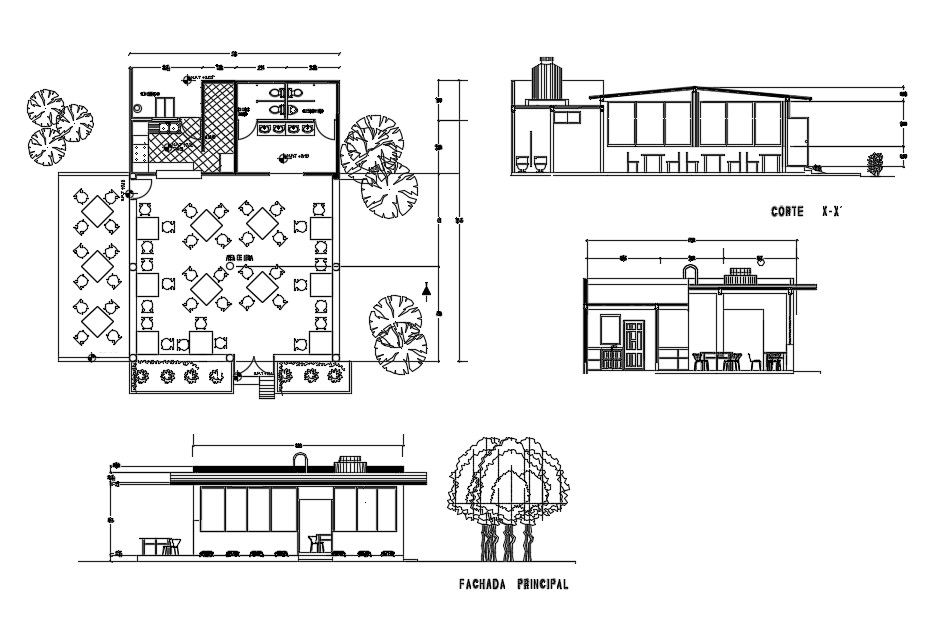 Small Cafe Layout Plan DWG File with Detailed AutoCAD Drawing